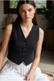 Organic Women's Muslin Black Vest - 2026 Buttoned Vest Creation - 7