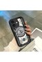 iPhone 16 Compatible Black Silicone Fun Patterned Shock Absorbing Phone Case