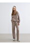 Brown Wide-Leg Women's Thick Sweatpants with Elastic Waist from Plus-Store