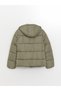 Khaki fur Hooded women's puffer jacket - 7