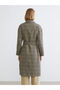 Mg trenden brown Double-Breasted collar plaid women's stamp coat - 4