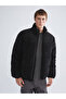 Mg Trenden Black Mock Neck Men's Puffer Jacket