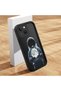 iPhone 15 Compatible Black Silicone Astronaut and Moon Pattern Lens Protection Phone Case - 3