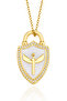 Mikail Angel Sword Figured Zircon Stone Shield Necklace