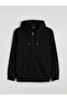 Black Standard Fit Hooded Men's Zippered Sweatshirt - 5