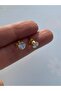 Solitaire Nail Steel 1 Pair Earrings with Zircon Stone 6 mm