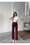 Daily High Waist Flexible with Pockets Palazzo Pants Belt Detailed - 2