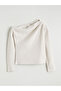 Ecru Boat Neck Gathered Blouse - 5