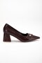 Brown Plus Size Women's Heeled Shoes Patent Leather Chunky Heels Pointed Toe - 3