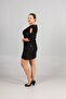 Luxury Velvet Fish Scale Pattern Plus Size Black Dress - 7