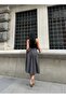 High Waist Half Belt Detailed Gipeli Front Openable Hidden Buttoned Slit Below Knee Plaid Skirt - 6