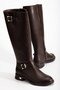 Brown Women's Boots Flat Heeled with Ankle Belt