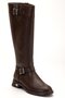 Brown Women's Boots Flat Heeled with Ankle Belt - 4