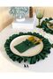 6-Piece Mossy Linen Ruffle Detailed American Tablecloth/ Napkin Green - 4