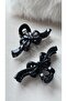 Women's 2-Piece Hair Clip Bow Model Black Unbreakable Plastic - 8