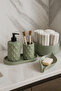 Decorative 5 Piece Design Bathroom Set Liquid Soap Dispenser Solid Soap Holder Toothbrush Holder Tray and Towel Holder Bowl - 4
