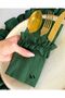 2-Piece Mossy Frilly Linen 3-Compartment Cutlery Case - 3