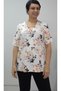 Cream Floral Print Front Smocked Short Sleeve Combed Viscose T-Shirt - 4