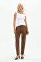 Maternity Stretchy Abdominal Band Adjustable Waist Winter Mom Fit Gabardine Trousers Brown - 4