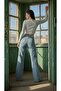 Gabriela Snow Blue Stretch Fabric Super High-Waist Relaxed Stretchy Jeans Palazzo Pants - 4