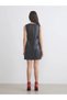 Black Crew Neck Leather Look Mini Dress - 5