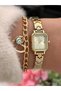 Minimal Case, Gold Dial, Yellow Steel Band, Women's Wristwatch, Bracelet Gift