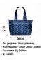 Women's Navy Blue Waterproof Quilted Shoulder & Handbag – 3 Compartments Long Strap (30X25X12 cm) - 7