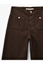 Cotton High Waist Jean Pants with Buttoned Pockets - Culotte Jeans - 5