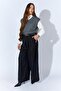 Women's Black Thick Waist Belt Palazzo Pants - 3