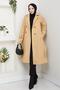 Women's Shoulder Detailed Buttoned Midi Length Lined Cashmere Coat Nbft005 - 3