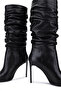 Women's Genuine Leather Black Heeled Boots - 5