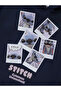 Navy Blue Polaroid Graphic Slogan Hooded Sweatshirt - 2