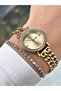 Stone Number Stone Bezel Gold Women's Metal Wristwatch - 3