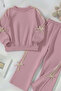 Girls' Double Ribbon Three Thread Tracksuit Set 3-10 Years Old 12341 - 2