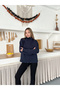 Women's Sweatshirt with 3-Thread Fabric Skirt and Hood Drawstring Detail - 4
