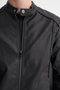 Pu Leather Blend Regular Fit Motorcycle Jacket - 8