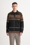 Ready-Made Knitted Striped Vintage Wool Blend Regular Fit Zippered Sweat Cardigan - 2