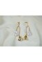 Bkp057 Double Form Pearl Dangle Earrings