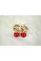 Bkp030 Red Stone Gold Earrings - 2
