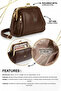 Women's Brown 4-Compartment Lined Handbag & Shoulder Bag with Zipper Closure and 2 Straps (24X18 cm) - 4