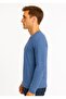 Men's Blue Melange Long Sleeve Single Jersey T-Shirt-D2275 - 2