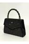 Women's Stone Black Evening Dress Clutch Chain Strap Handheld Wedding Engagement Evening Bag - 2