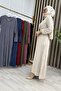 Gülsar Elbi̇se Tasseled Fabric Women's Beige Comfortable Hijab Dress with Removable Belt - 2