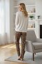 100% Viscose Stretchy Women's Pajama Bottoms - Soft Texture, Leopard Print, Comfortable Home Pants - 6