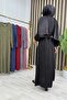 Gülsar Elbi̇se Tasseled Fabric Women's Black Comfortable Hijab Dress with Mobile Belt - 3