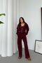 Women's Double Zipper Burgundy Detailed Hooded Winter Fleece-Lined Oversized Tracksuit Set - 3