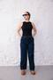 Stretch Fabric Denim Pants with Elastic Waist