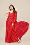Women's Plain Satin Striped Georgette Saree With Unstitched Blouse Piece - 4