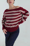Women's Striped Boat Neck Knitwear Sweater - 3
