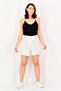 Women Plain Belted Basic Shorts, White - 3